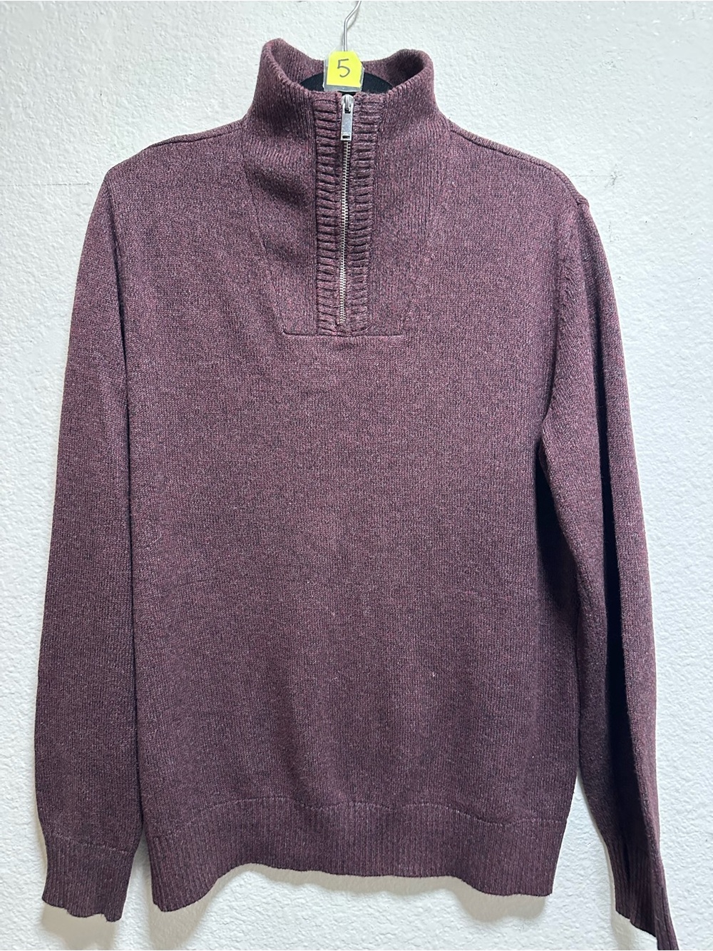 Calvin Klein Jeans Men’s Medium Burgundy Plum 1/4 Zip Mock Neck Sweater